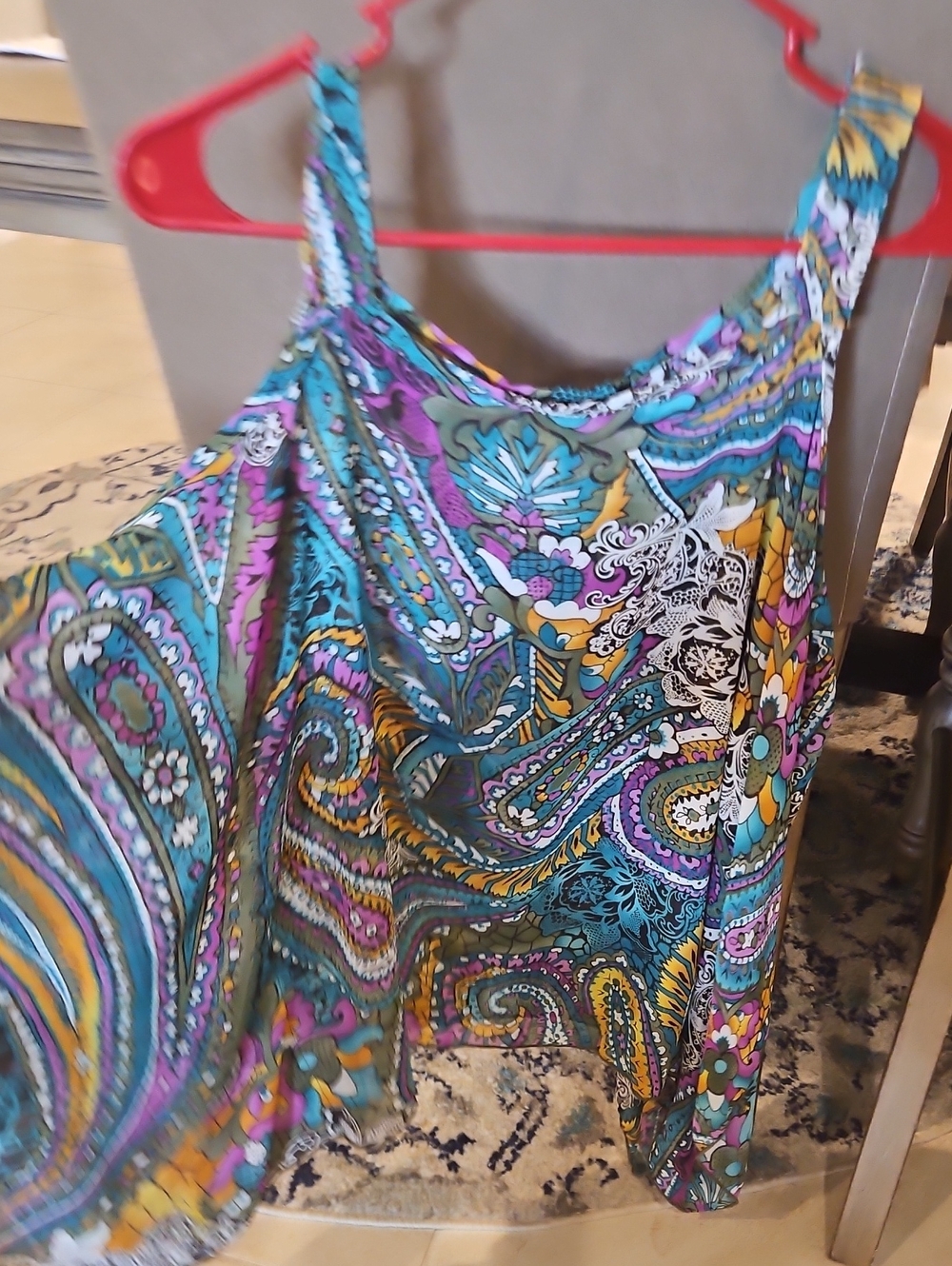 mandee Multicolor Paisley & Floral Print Camisole - Teal, Purple, Yellow